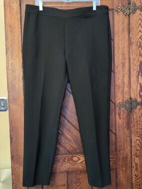 Tory Burch Black Wool Blend Dress Pants Trousers Side Zip Size 14 Ankle Length